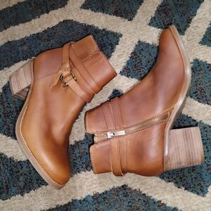 Sperry Top-Sider Brown Chelton Cognac Leather Chunky Block Heel Ankle Boots 9.5M